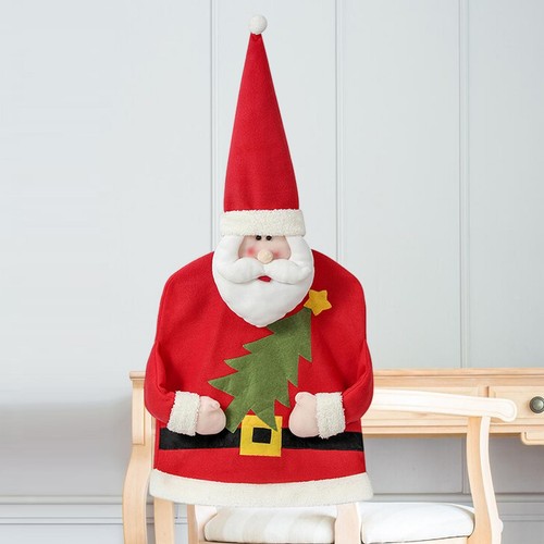 Christmas Seat Covers Christmas Chair Slipcover Ornaments Decor Christmas Santa - Picture 7 of 7