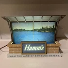 Vintage Hamm's Light Up Beer Sign Cabin Land Of Sky Blue Waters Display