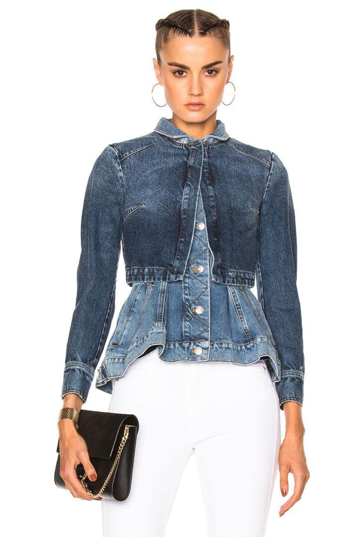 Alexander Mcqueen Peplum Denim Jacket G-Jean Women's #EB ZFA