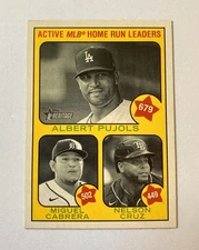 Nelson Cruz Miguel Cabrera Albert Pujols 2022 Topps Heritage HR Leaders Insert
