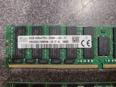 SK Hynix 64GB 4DRx4 PC4-2666V-LD2-11 DDR4 LRDIMM ECC RAM HMAA8GL7AMR4N-VK
