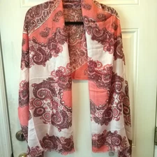 Unbranded Pink Metallic Multi color Scarf/Shawl 22" x 68" soft P1465