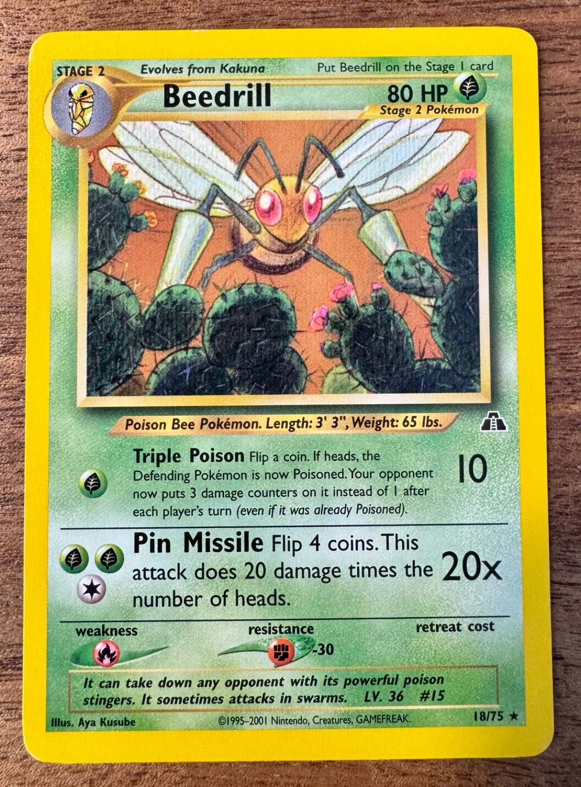 Pokemon Card - Beedrill - Neo Discovery 18/75 Rare Vintage