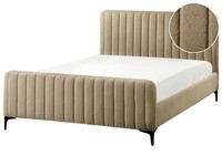 Elegantes Polsterbett Bouclé Beige Taupe Gesteppt Mit Lattenrost 140X200Cm Lunan