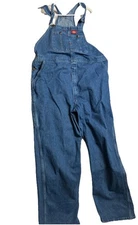 Dickies Overalls Mens 44x32 Medium Wash Durable Workwear Utility Pockets Denim