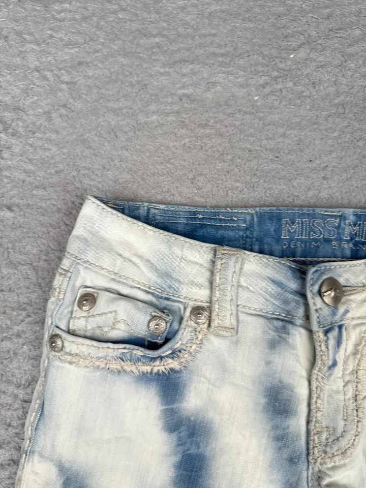 Pantalones Cortos Miss Me Para Mujer 27 Azul Denim Desgastado Corte Contraste Irene Bermuda Foto 4 de 4