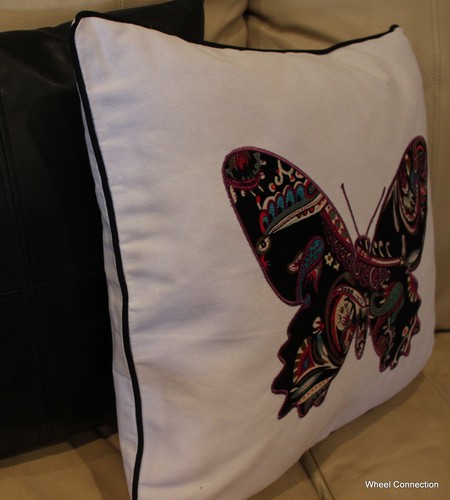 Butterfly Throw Pillow Cover Designer Embroidered Applique Beautiful Accent - Picture 3 of 7