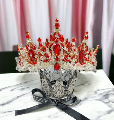 Princess Flower Crown, Floral Tiara, Birthday Party Crown, Red Crystal Tiara il_1080xN.5731842727_ekgc.jpg main image 3