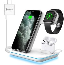 WAITIEE Wireless Charger 3 in 1, 15W Fast Charging Station for Apple iWatch SE/6