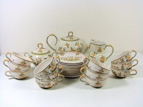 Tasse Sous-tasse Faïence Malicorne Décor Moustiers au Chinois par Emile Tessier7 - Picture 9 of 9