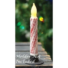 NEW Farmhouse CHRISTMAS TIMER TAPER CANDLE CANDY CANE LED TIMER Sparkle 6.5"