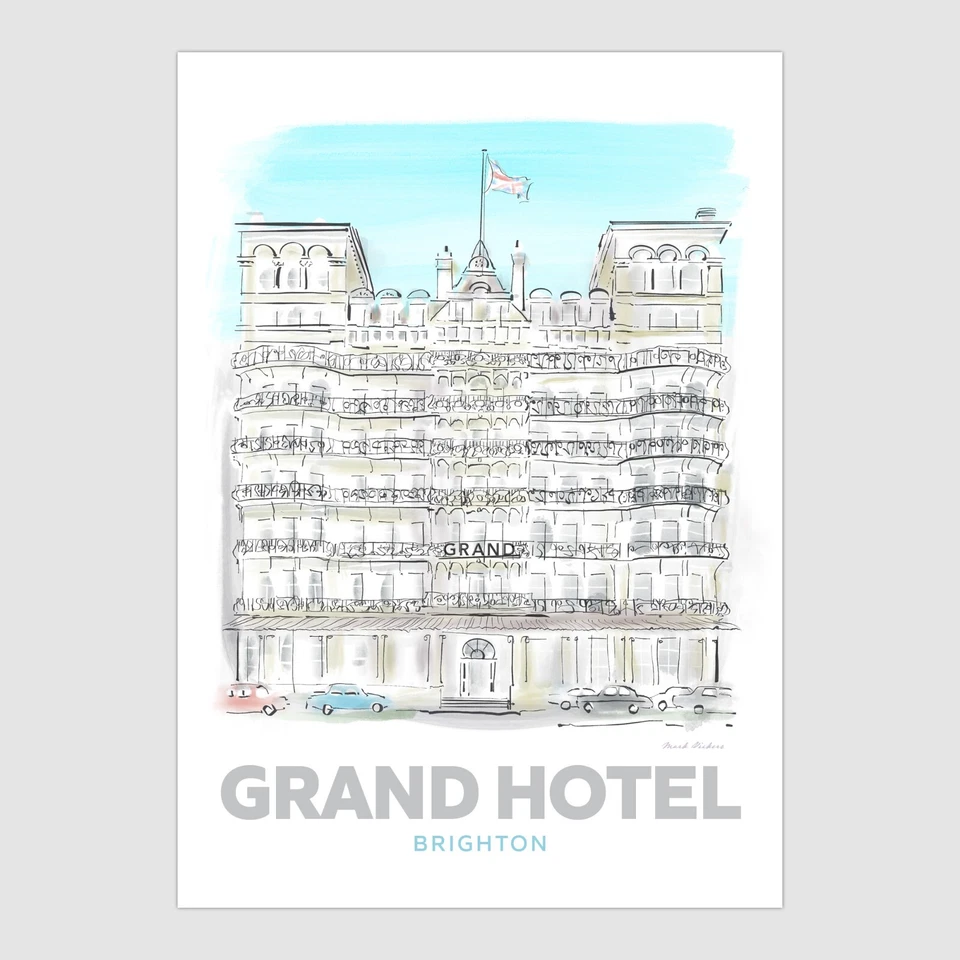 BLACK SHED STUDIO Grand Hotel Brighton Greetings Card