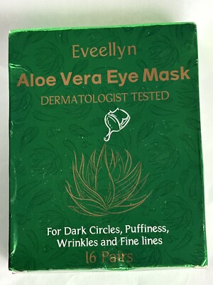 Eveellyn Aloe Vera Eye Mask Dermatologist Tested! 16 Pair Dark Circles Puffiness