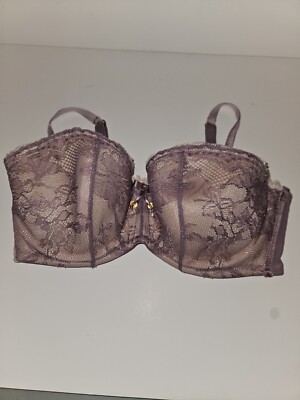 EUC HARLEQUIN Lingerie Rose and Pink Lace Plunge Underwire Bra Size 34E