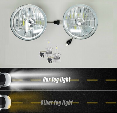 Pair 7'' Round LED Headlight  Hi-Lo For Ford Bronco 1966-1978