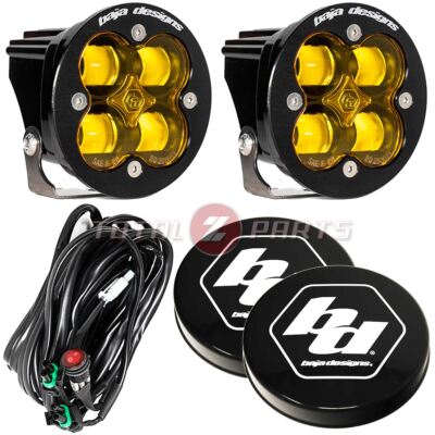 Baja Designs  Squadron-R SAE LED Amber Fog Lights Pair, Wiring & Rock Guards