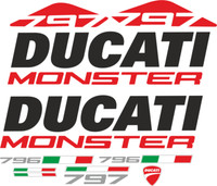 Ducati Monster 797 Replica Decals Aufkleber Ducati 797 Monster Rot/Schwarz