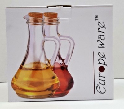 Europe Ware 2-Piece Retro Glass Cruet Set Oil & Vinegar - Rare!