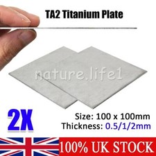 100x100mm Thick 0.5/1/2mm 2pcs Grade 2 Titanium Metal Sheet Board Flat Plate UK