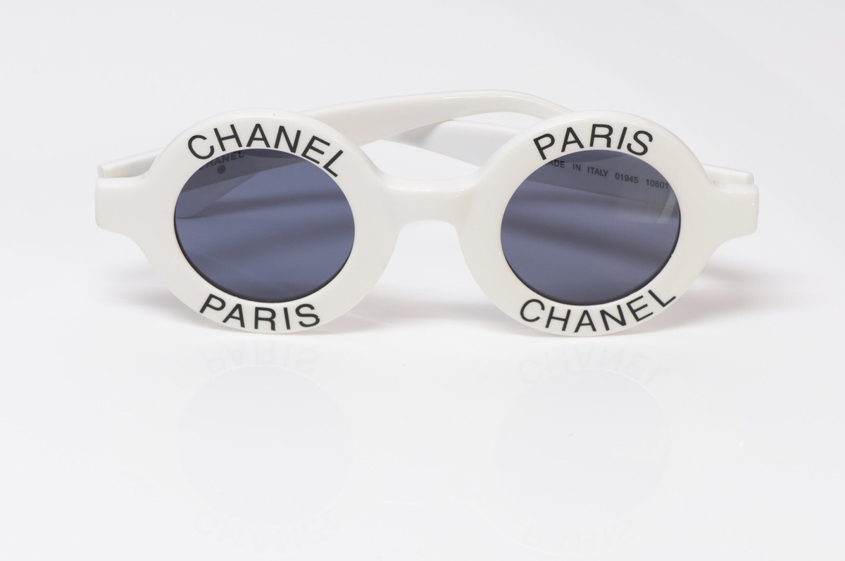 ICONIC CHANEL CC 1993 White Round 01945 Sunglasses | eBay