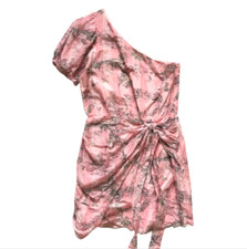 LoveShackFancy Peyton Mini Dress Womens Small Pink Gray One Floral Tie Waist S