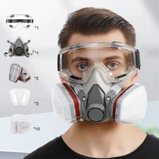 16 in 1 Full Face 6200 Gas Mask Respirator Anti-Impact Safety Goggles Washable