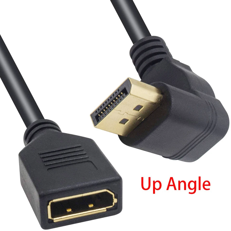 Up Angle 90 Degree Displayport DP Male to DP Female Extension Adapter Cable 30cm - Image 2 of 4