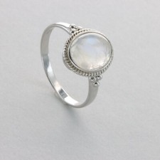Oval Rainbow MOONSTONE Ring - Multiple Sizes - 925 STERLING SILVER 130e