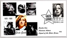 #3943 LEGENDS OF HOLLYWOOD ACTRESS GRETA GARBO FIRST DAY OF ISSUE, W II FDC