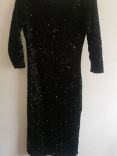 Sequin Black Dress Longsleeve Size 10 Preloved 