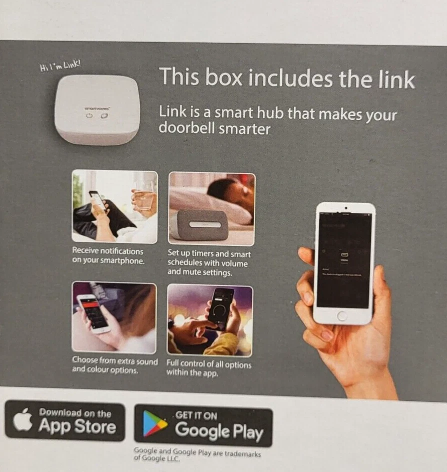 BYRON mobiles Funk Gong Set DBY-25931HW App Steuerung Klingel LED Licht Link - Bild 3 von 4