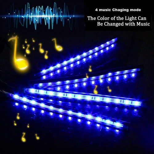 4*12LED Car Interior Light RGB Wireless Bluetooth Music Remote LED Strip Lights - Picture 8 of 12