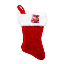 18"H Jumbo Christmas Stocking Accessory W/ Plush Trim Decoration w/ Hanging Loop