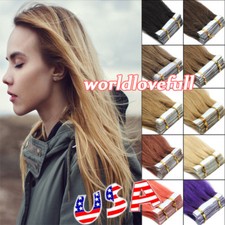 Tape in Hair Extensions Invisible Seamless Skin Weft Natural Remy Human Hair US