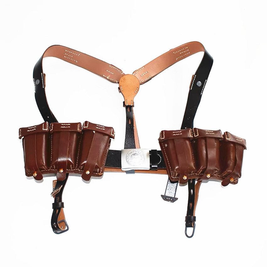 WWII Retro Equipment Group 98k Brown Magazine Bag Y-shaped Strap