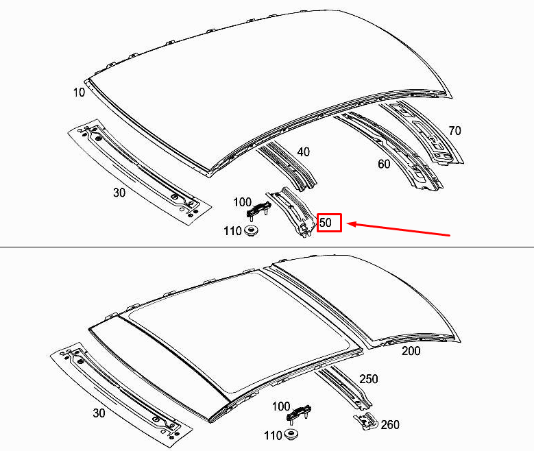 MERCEDES-BENZ A W177 Dachrelingbefestigung rechts mittig A1776364400