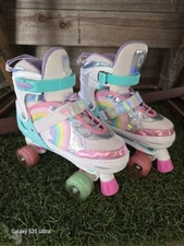 Girls Roller Skates Light Up Wheels Size 3y To 6y Sulifeel Pastel Rainbow  used