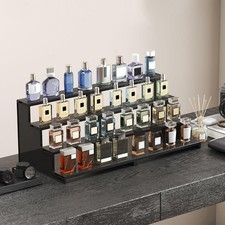 4Tier Display Risers Stand, Perfume Organiser, Plastic Cologne Stand Shelf Black