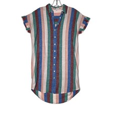 Madewell Central Shirtdress in Flagstaff Stripe Short Sleeve Womens XS Linen