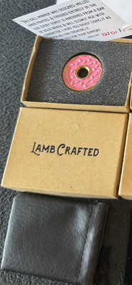 Tyson Lamb Lambcrafted RARE Crafted in USA Tan Box Donut Pink & White