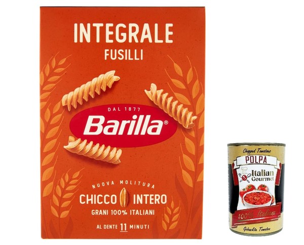 10X Pasta Barilla Fusilli Integrali Vollkorn Nudeln 500G+Italian Polpa 400G-image