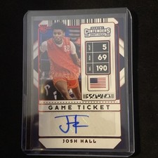 2020 Panini Contenders Draft Picks no.5 Josh Hall Prospect Ticket Rc Auto