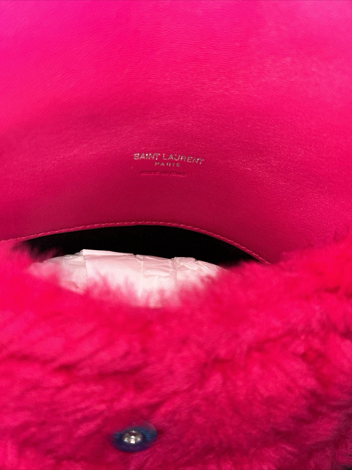 SAINT LAURENT Pochette rosa YSL Fluffy nuova con etichette
