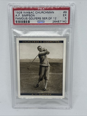 #ad 1928 Churchman Famous Golfers Large #9 Alexander Simpson PSA 5 $59.99