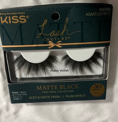 KISS Lash Couture Matte Black faux mink lashes in the style ''Matte Velvet''.