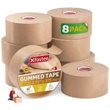 XFasten Kraft Paper Tape - 2.75 inches x 375 feet, 8 rolls