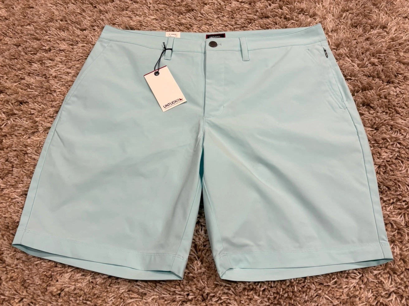 UNTUCKit Traveler Chino Shorts Teal Green NWT Mens Size 35 9” Inseam