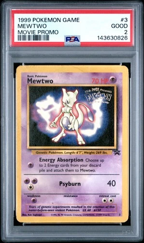 1999 POKEMON GAME MOVIE PROMO #3 MEWTWO PSA 2