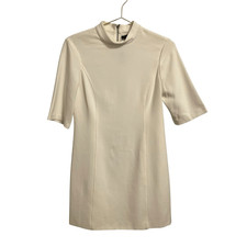 Alice & Olivia Classics off White Mock Neck Quarter Sleeve Dress Size 6 NWT