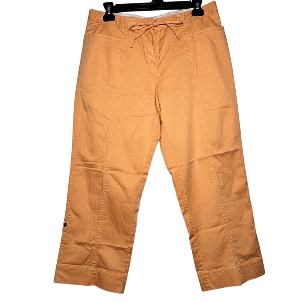 Tommy Bahama Stretch Capri Pants Orange Women's Size 10 Cotton Lycra Drawstring